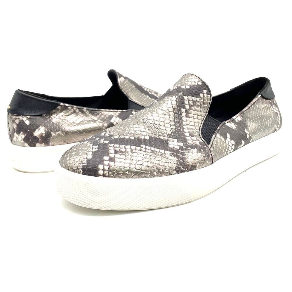 Cole Haan Grand Series Womens 10 Snakeskin‎ Print Sneaker Black Gray Slip On